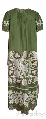Petra Tasseled Embroidered Linen Midi Dress