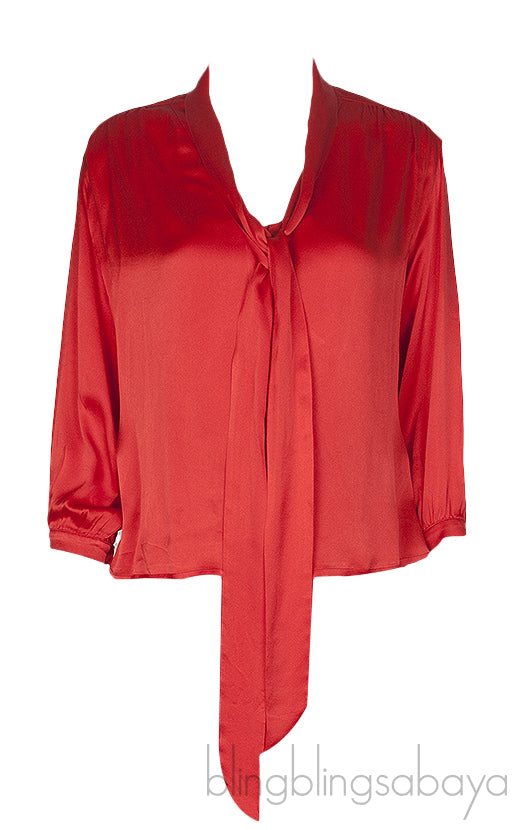 Red Pussy Bow Blouse