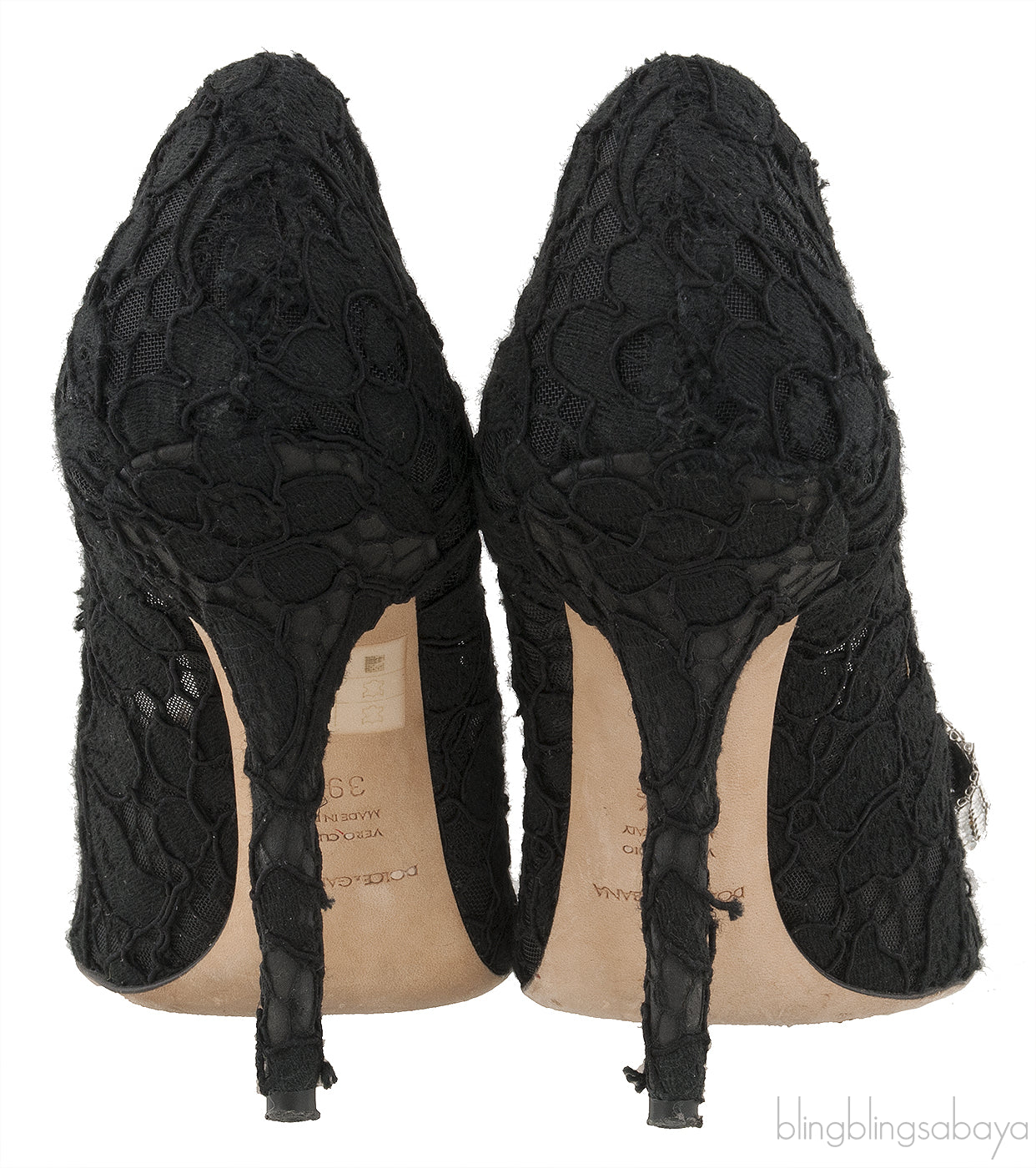 Dolce & Gabbana Black Lace Crystal Bow Heels