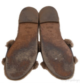 Louis Vuitton Cognac Monogram Mink Fur Slides