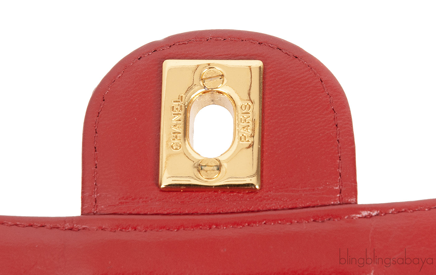 Vintage Red Crocodile CC Classic Mini Square Bag