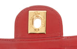 Vintage Red Crocodile CC Classic Mini Square Bag