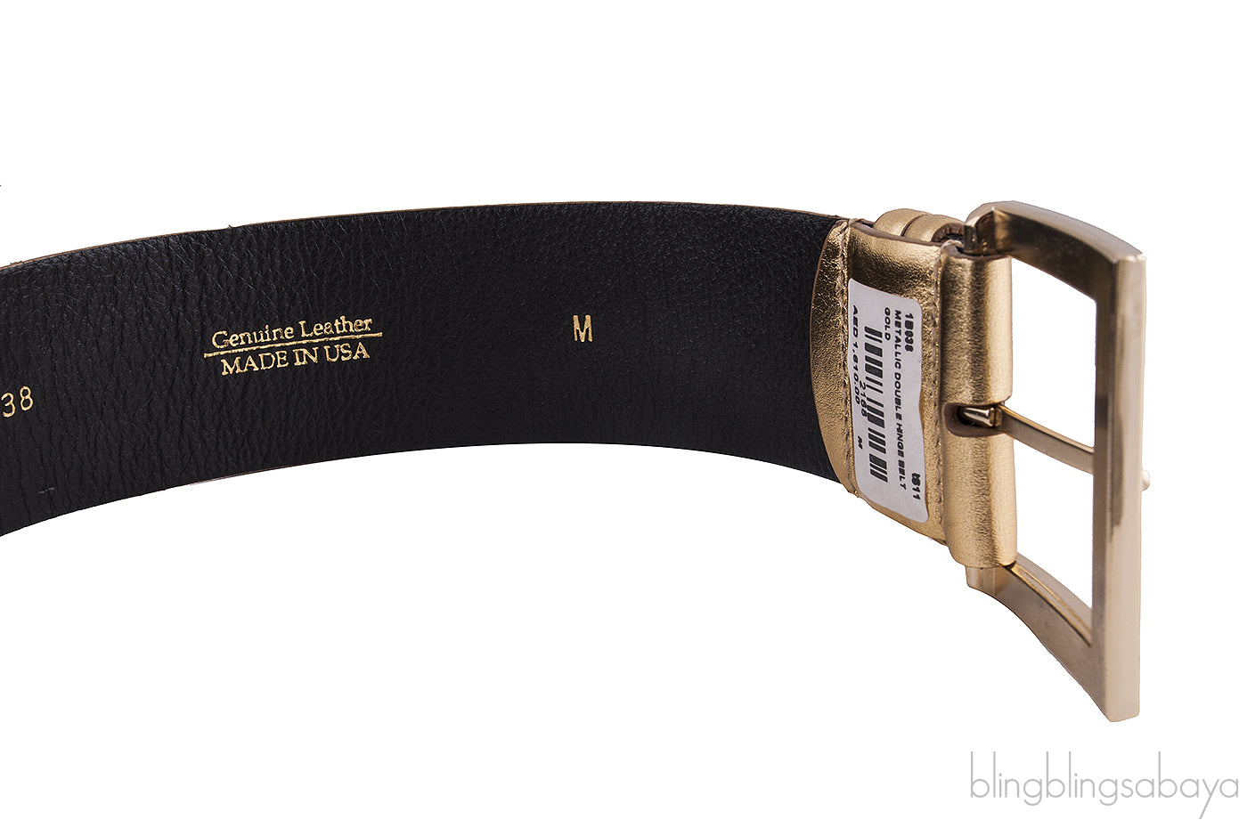 Oscar Dela Renta Metallic Gold Double Hinge Belt