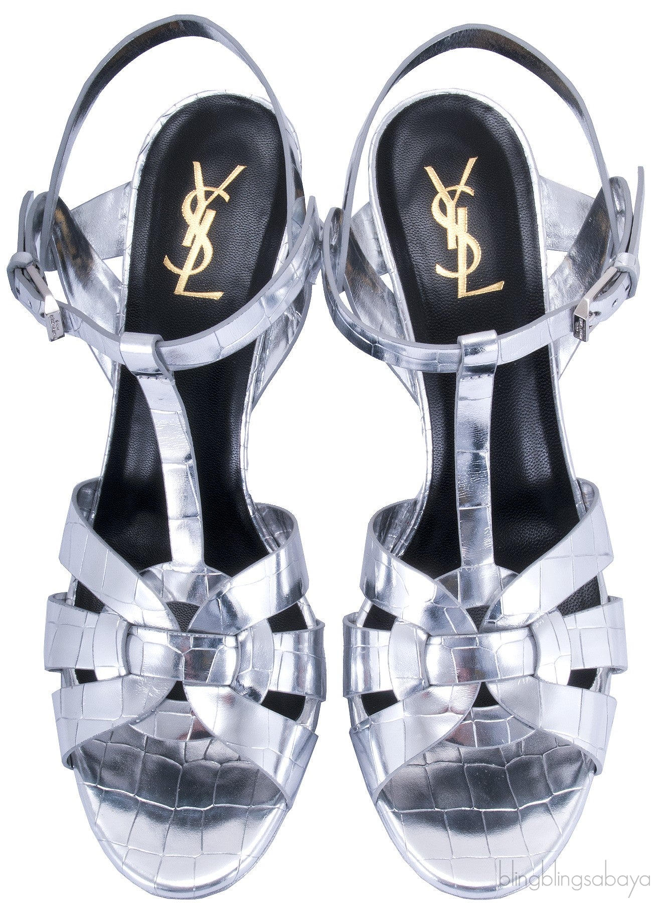 Tribute Crocodile Print Silver Patent