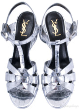 Tribute Crocodile Print Silver Patent