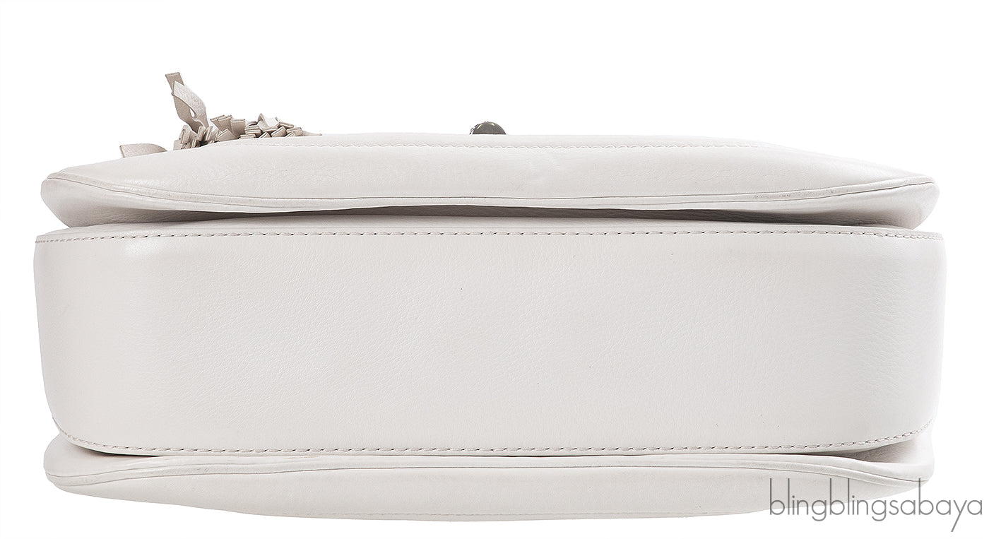 Gucci White Large Bamboo Top Handle Bag