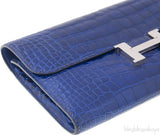Constance Bleu Electrique Croc Wallet