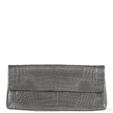 Nancy Gonzalez Grey Fold-Over Crocodile Clutch