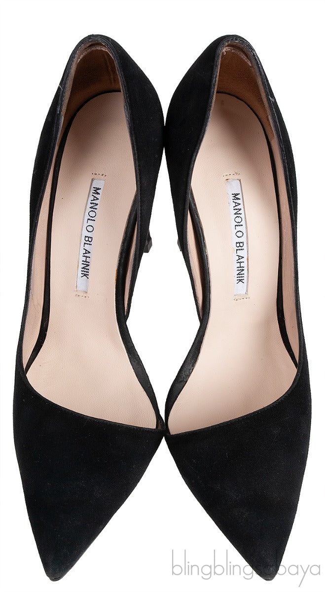 Black Suede Pointed Toe Heels