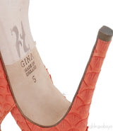 Orange Python Slingback Heels