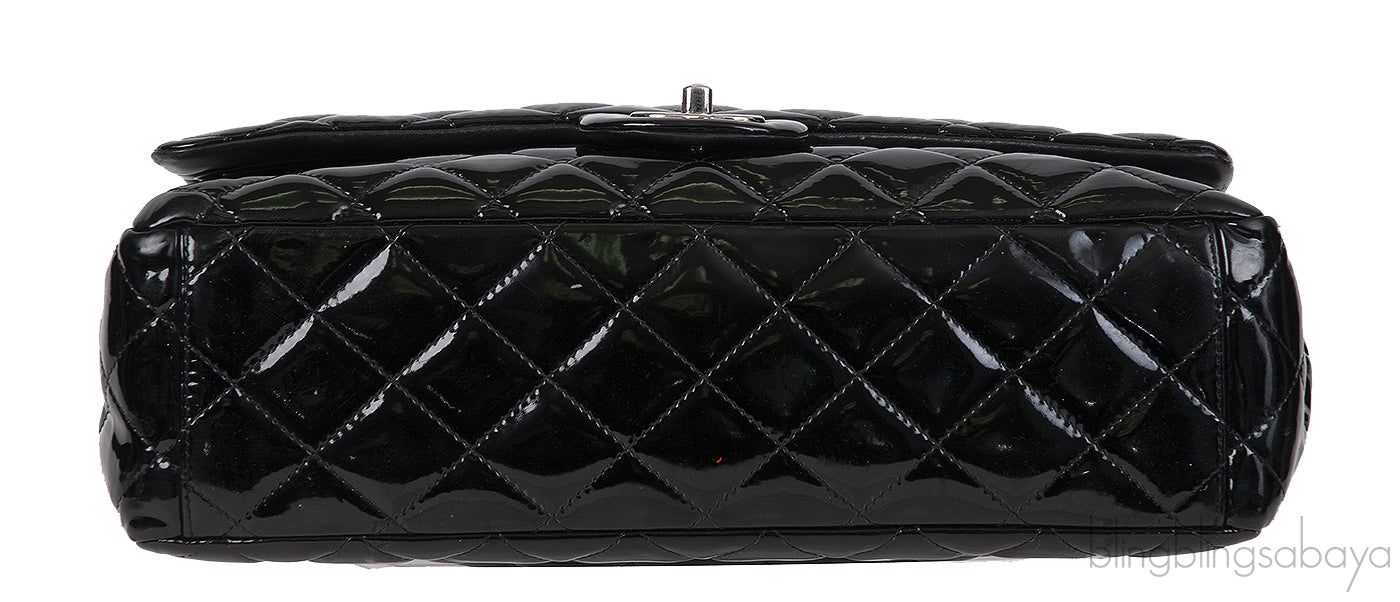 Chanel Black Patent Maxi Double Flap Quilted Bag