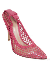 GIANVITO ROSSI Pink Leather Trimmed Fishnet Pump 38