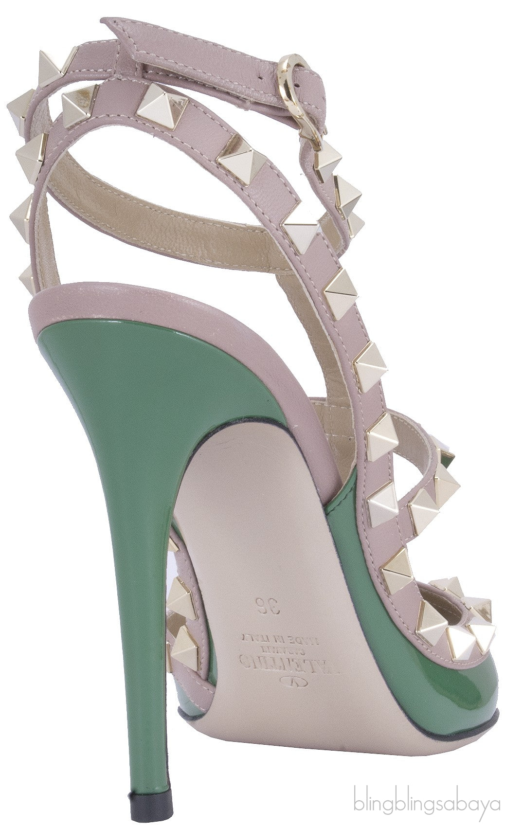Vert Anis Rockstud Leather Pump