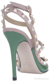 Vert Anis Rockstud Leather Pump