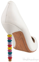 White Pointed Multicolor Crystal Heels