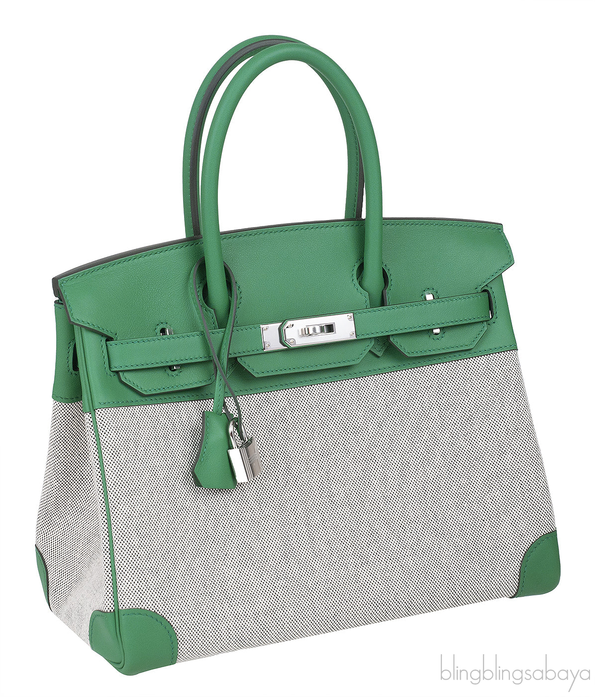 Birkin 30 Toile H Swift Vert Vertigo Ecru Noir PHW