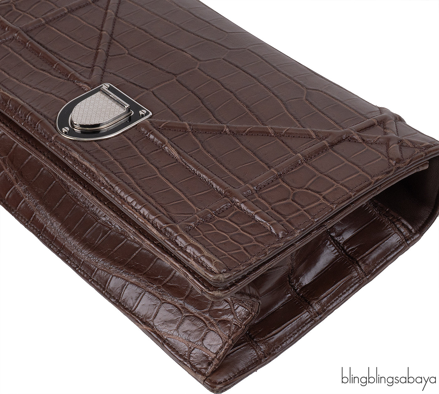 Christian Dior Diorama Brown Crocodile Flap Bag