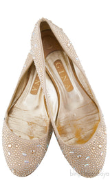 Gold Crystal Ballet Flat