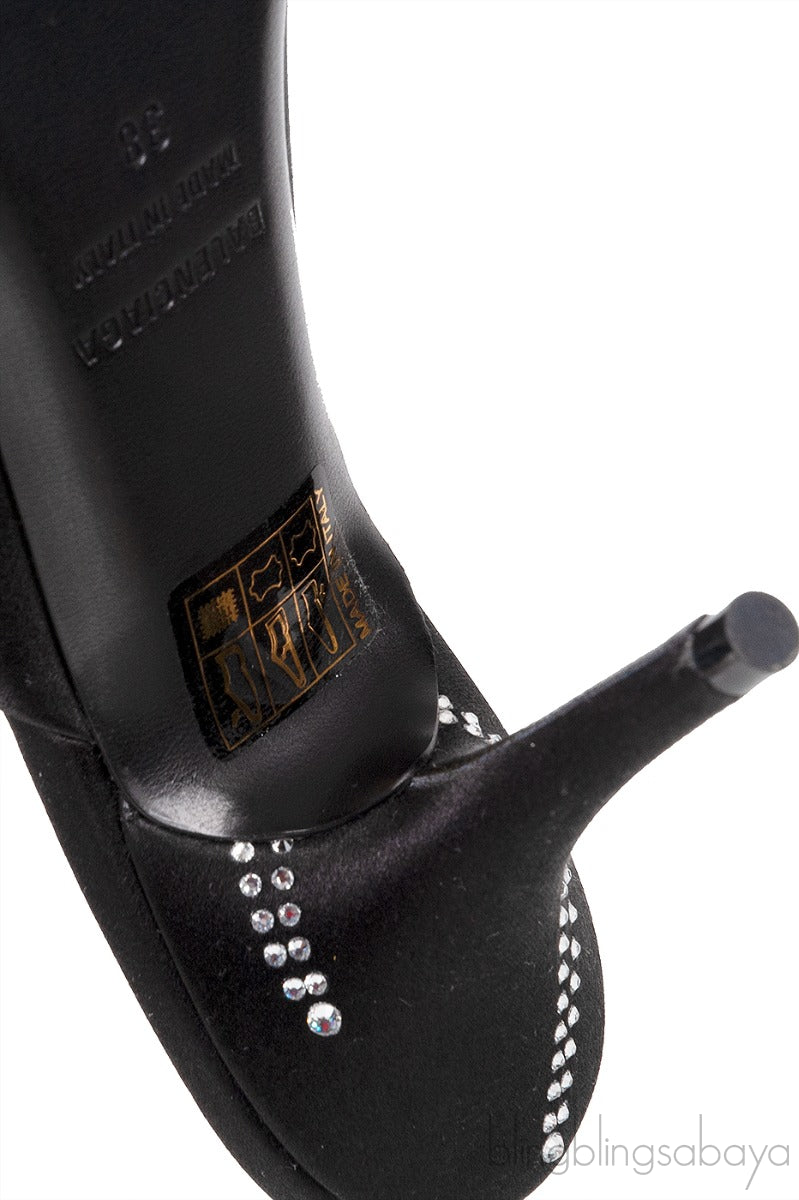Knife Black Eiffel Tower Crystal Mule