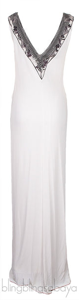 White Sleeveless Printed Dress
