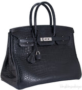 Birkin 35 Black Matte Crocodile PHW