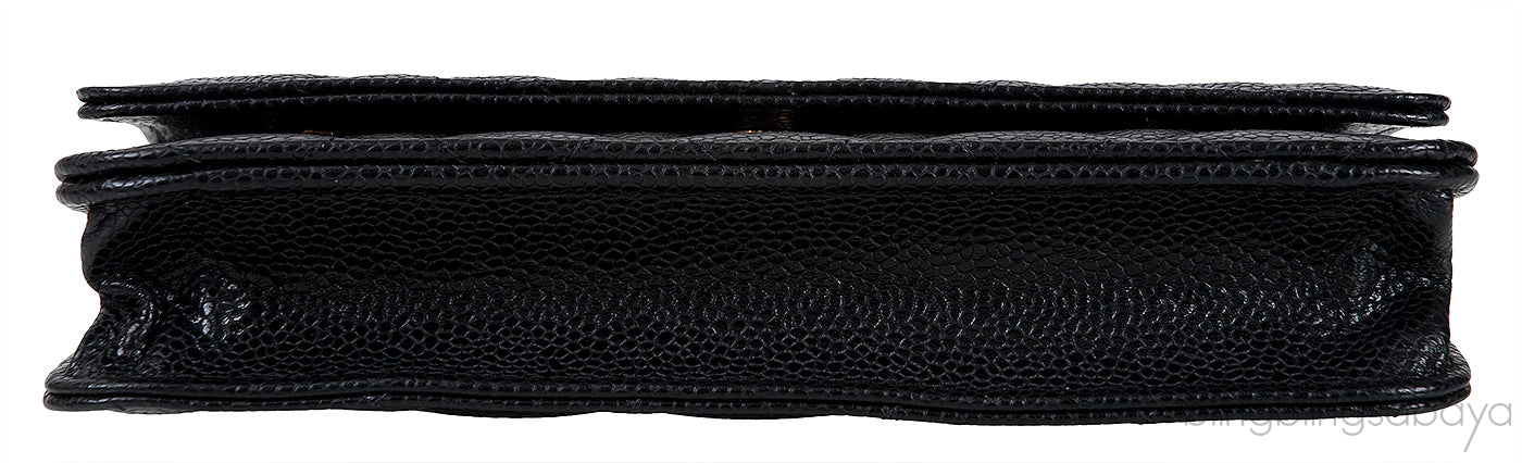 Black Quilted Caviar WOC Wallet on Chain