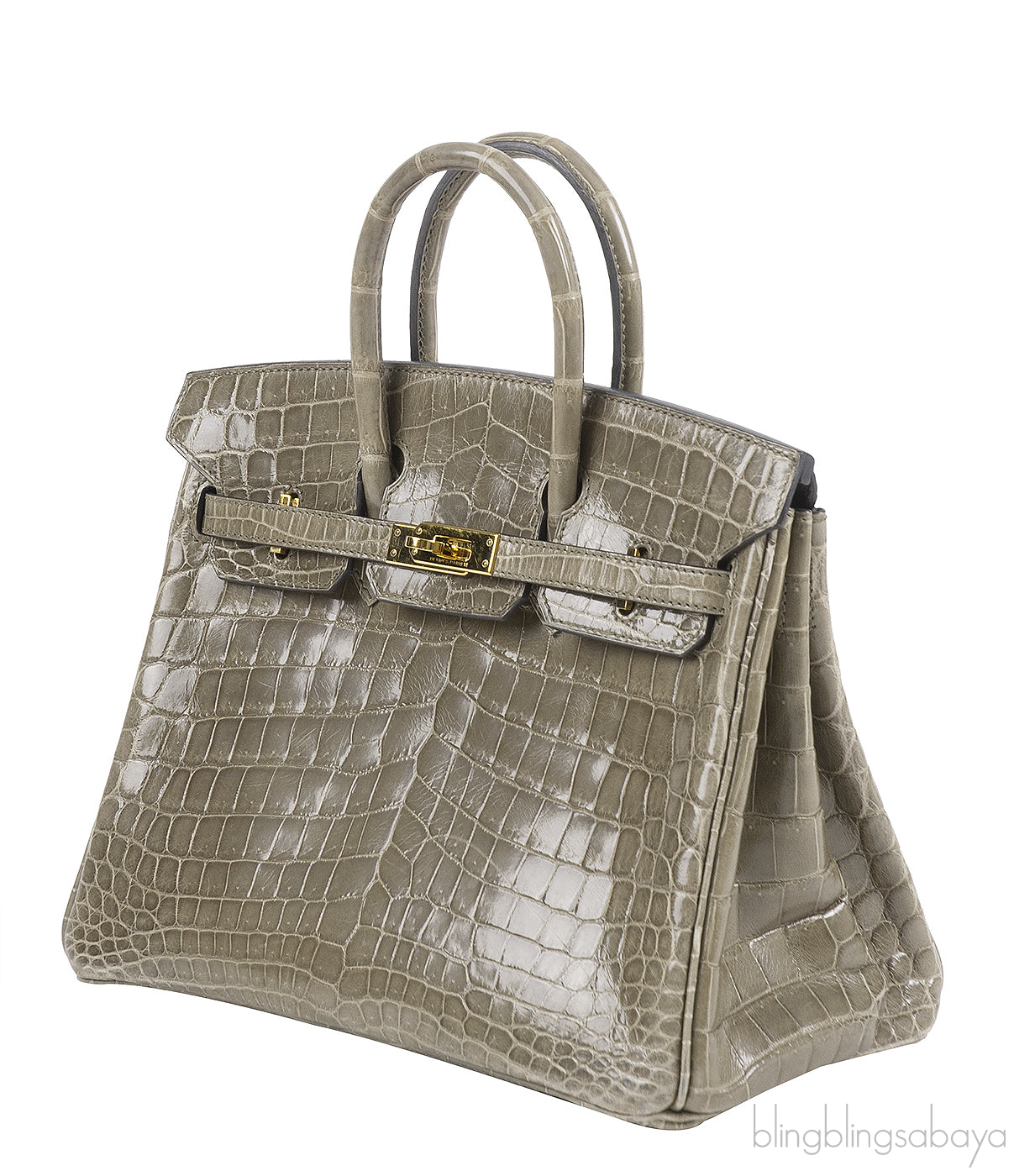 Hermes Birkin 25 Gris Tourterelle Crocodile GHW
