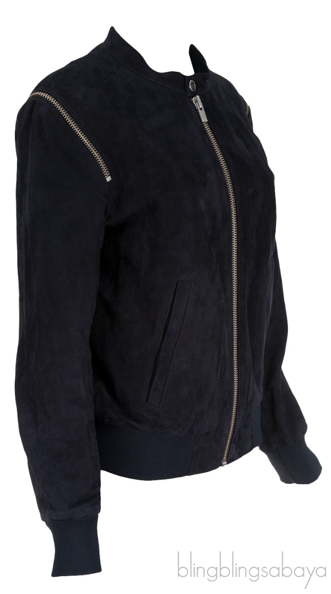 Black Suede Bomber Jacket