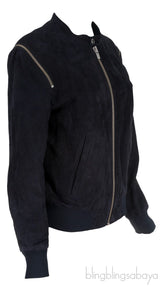Black Suede Bomber Jacket