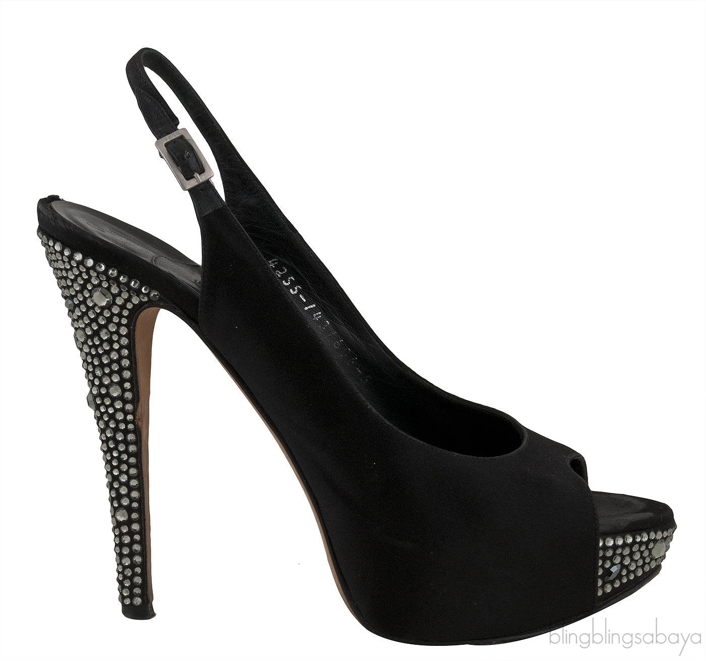Black Slingback Peep Toe Sandals
