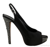 Black Slingback Peep Toe Sandals