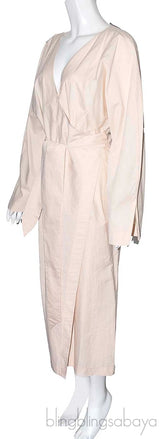 Beige Canyon Open Back Wrap Dress