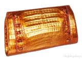 Nancy Gonzalez Orange Crocodile Studded Clutch
