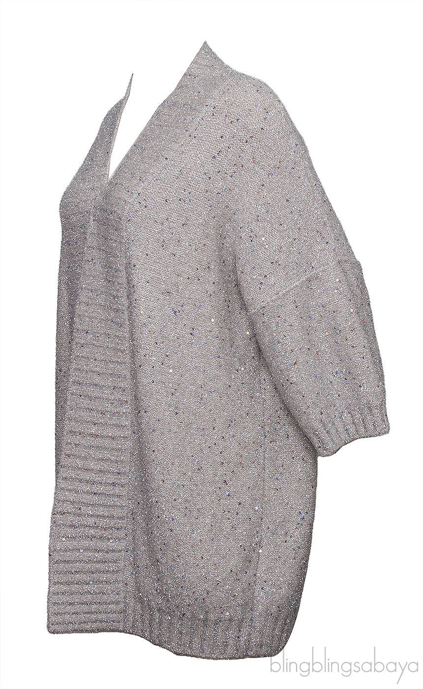 Amina Rubinacci Sequin Metallic Cardigan