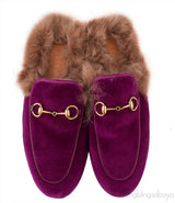 Purple Princetown Fur Slide