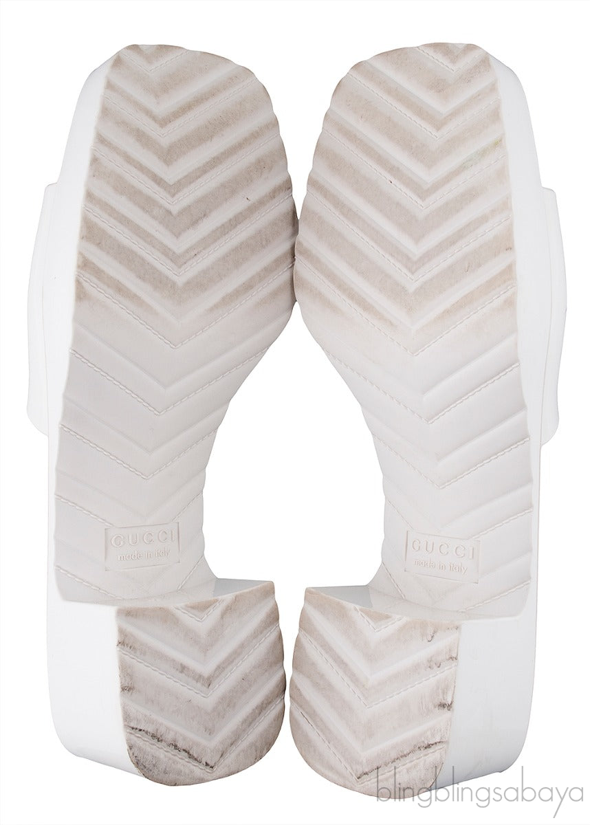 White Rubber Slide Sandals