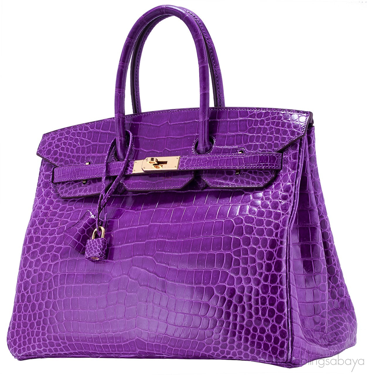 Birkin 35 Purple Crocodile GHW
