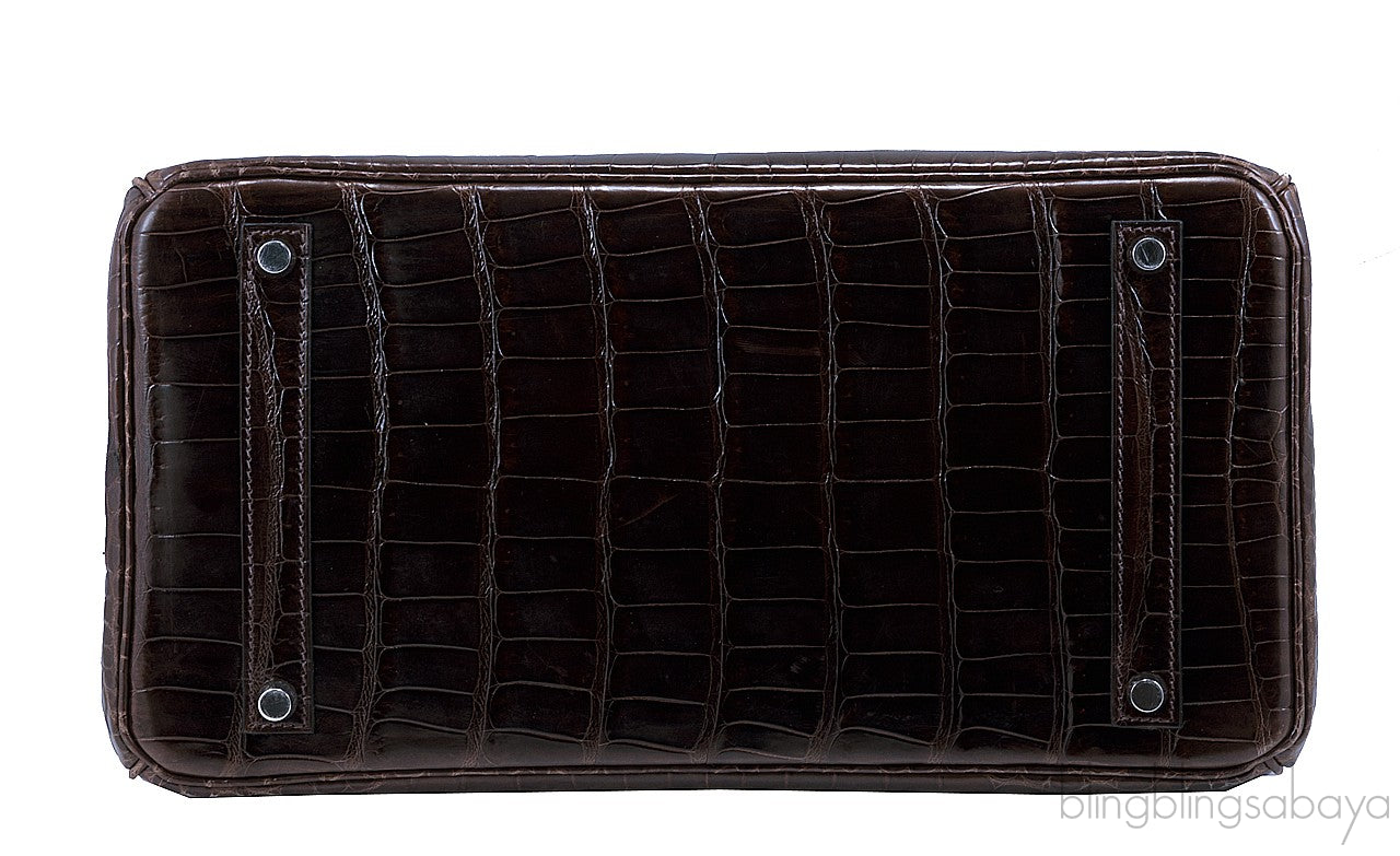 Birkin 35 Nicotine Shiny Croco