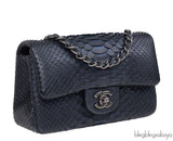 Chanel Black/Blue Python Mini Flap bag RHW