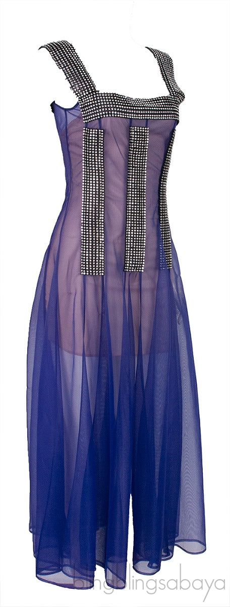 Purple Crystal Mesh Dress