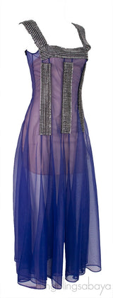 Purple Crystal Mesh Dress
