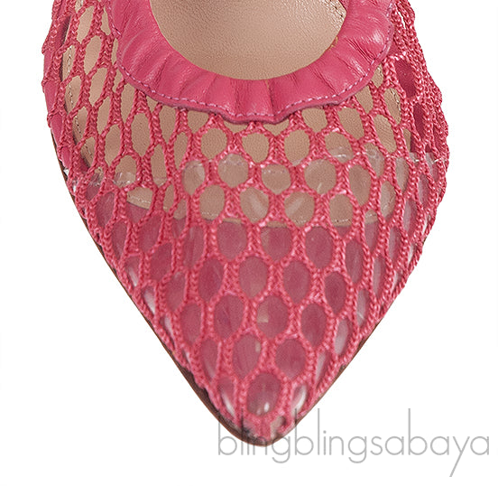 GIANVITO ROSSI Pink Leather Trimmed Fishnet Pump 38