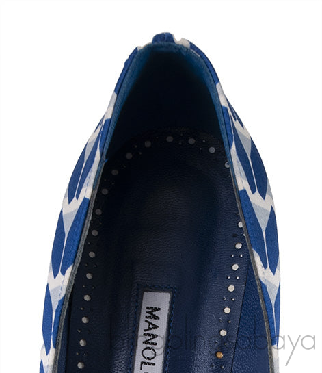 Blue Printed Satin Hangisi Pump
