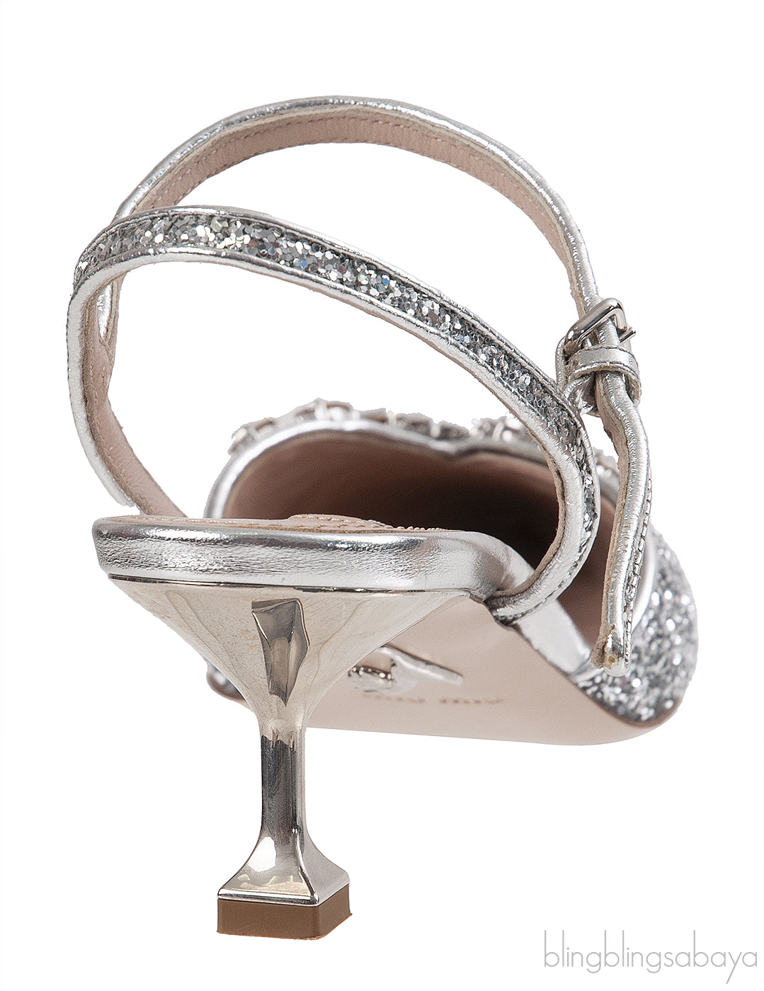 Miu Miu Brooch Silver Glitter Pump