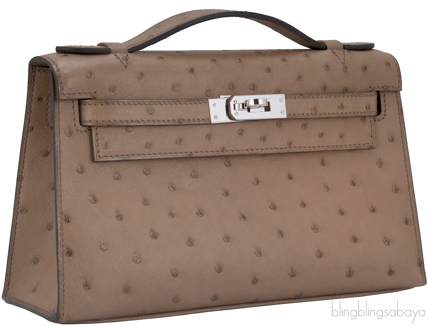 Kelly Pochette Etoupe Ostrich PHW