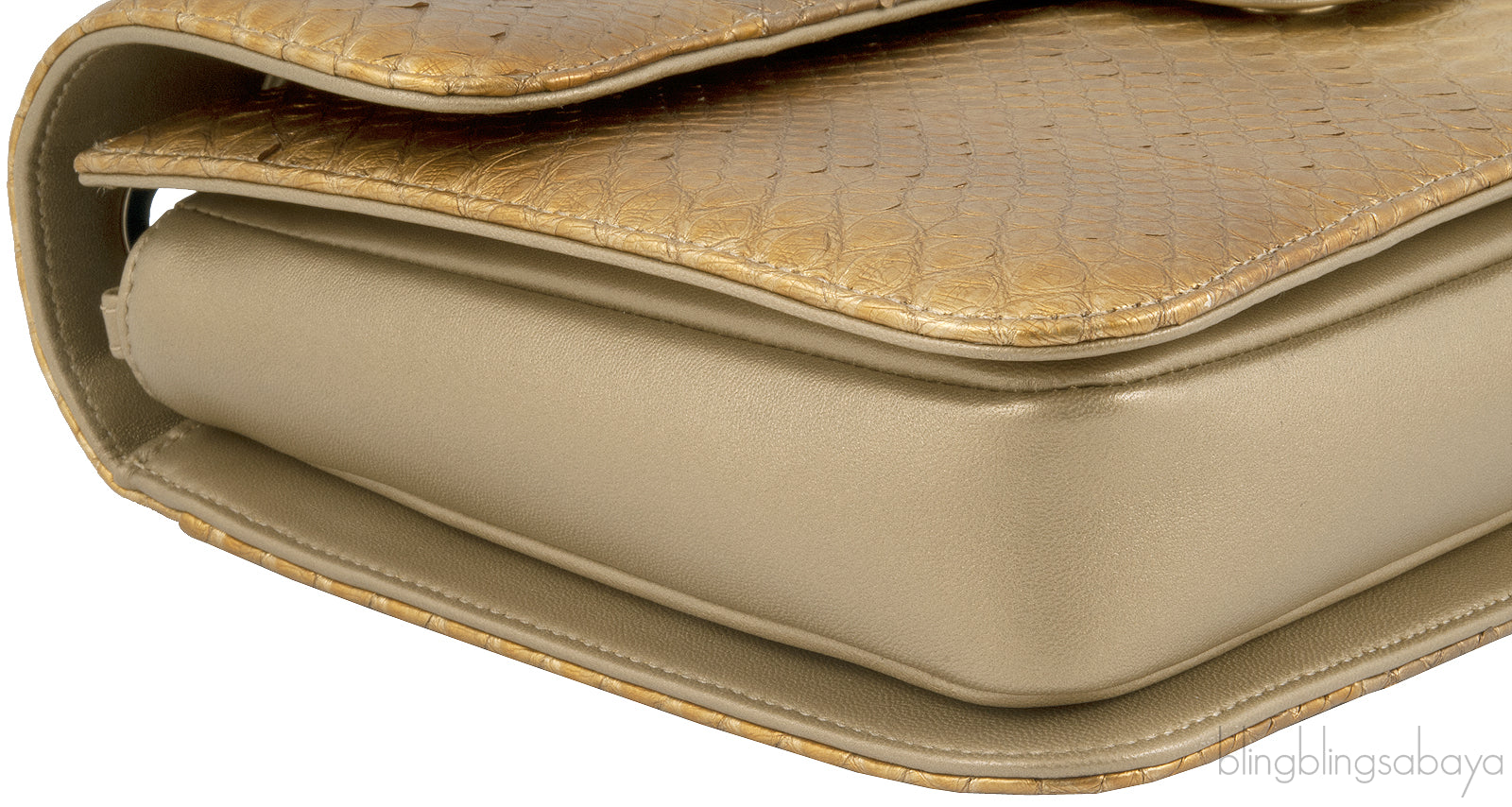 Gold Metallic Python Shoulder Bag