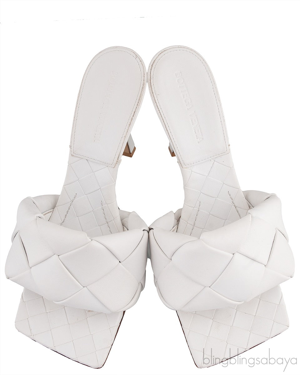 Bottega Veneta White Lido Intrecciato Mules 38