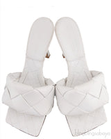 Bottega Veneta White Lido Intrecciato Mules 38