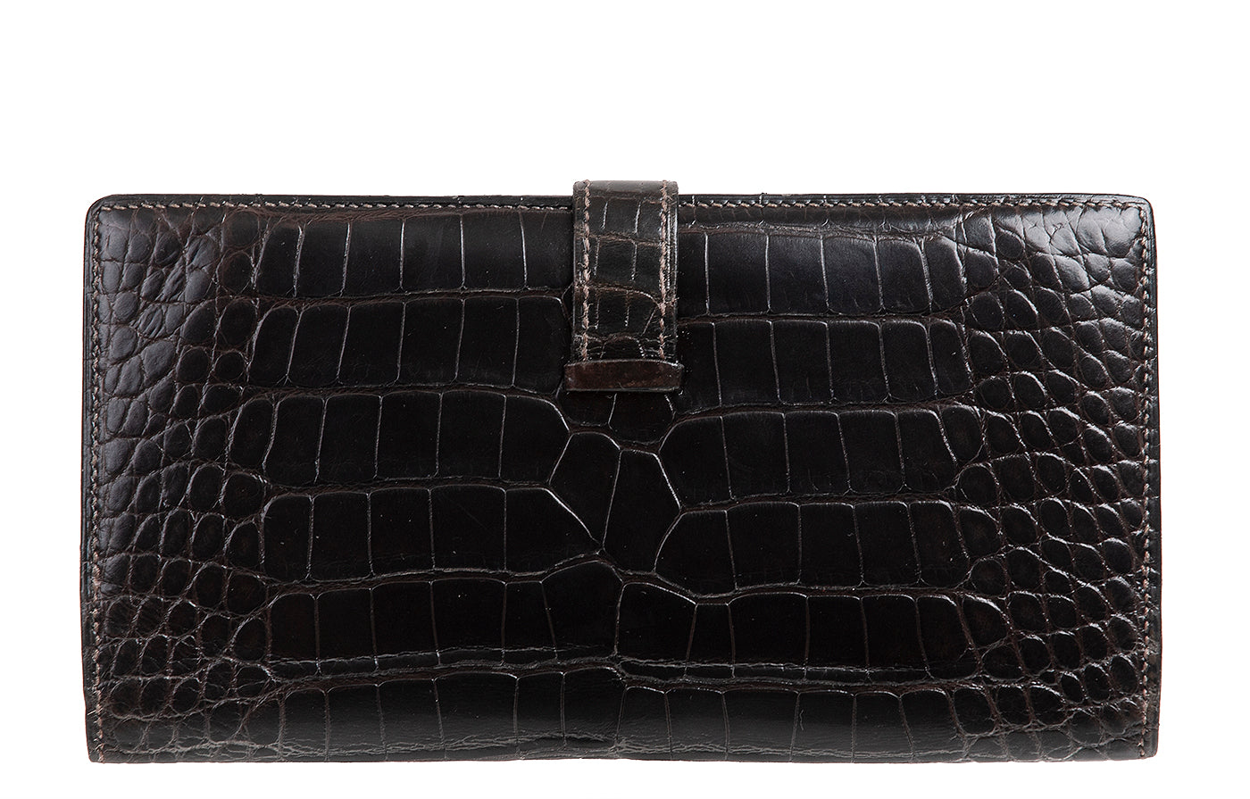 Hermes Bearn Wallet Havane Shiny Crocodile PHW