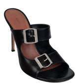 Amina Muaddi Black Millie Leather Slides